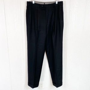 Mens Vintage Majer Black Wool Dress Pants